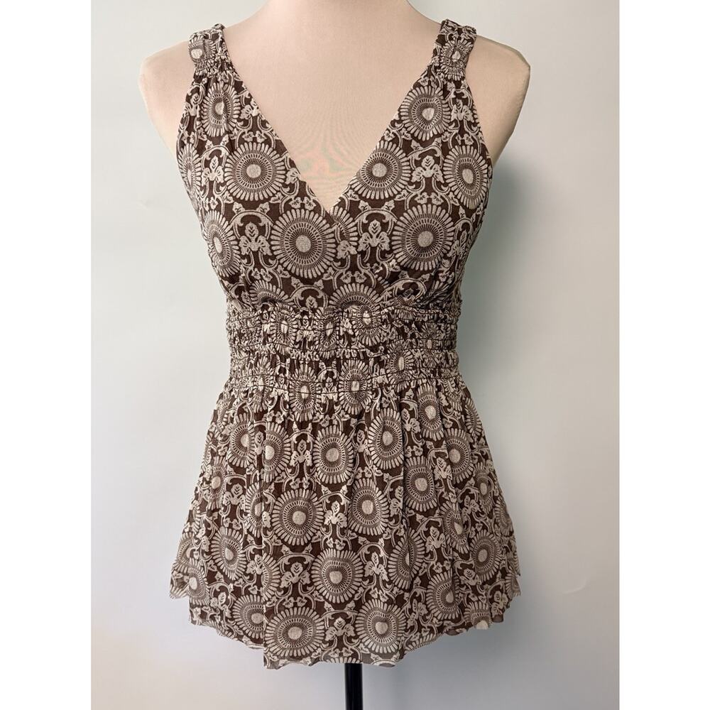 Y2K Michael Kors Women Babydoll Top Sleeveless Tank Small V-neck Layering Mesh